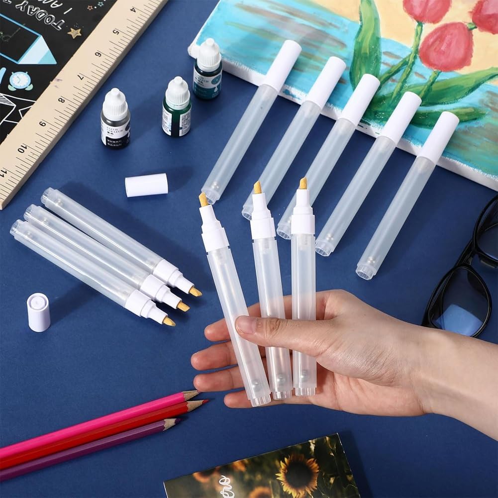 Nachfüllbare Acrylfarbenmarker 6 mm - 50 Stück Leere Malstifte mit 3 Ml Pipette für Tintenhandwerk A