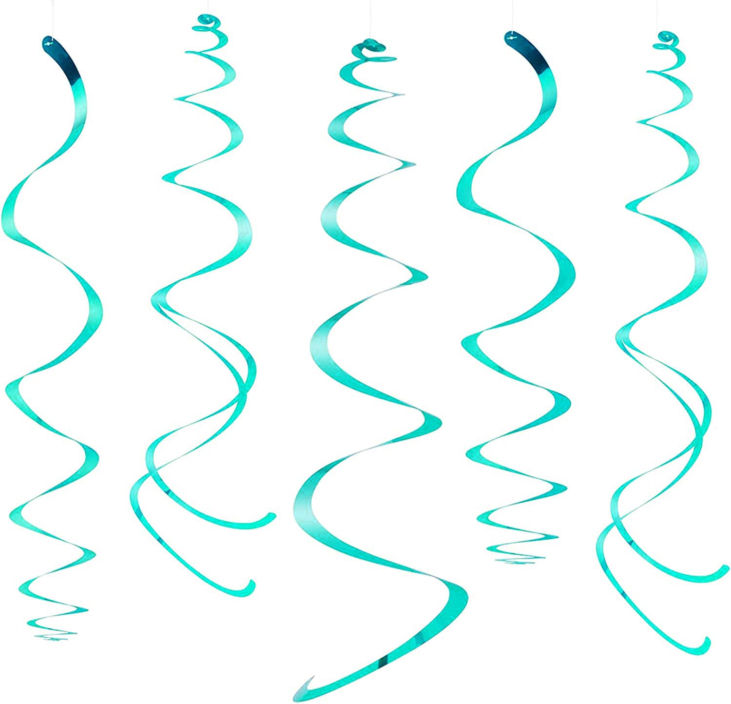 Teal Turquoise Graduation Party Decorations 2025/Turquoise Teal Black Graduation Decorations 2025 Teal Silver Black Hanging Swirls 15pcs Class of 2025