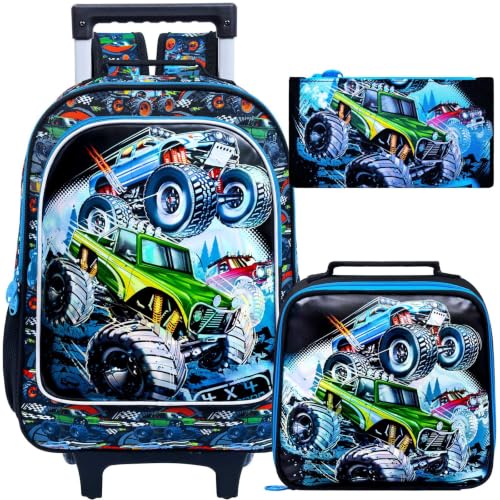 Image of CCJPX Rolling Backpack for Boys, Kids Roller School Bag with Wheels Toddler Wheeled Bookbag Elementary