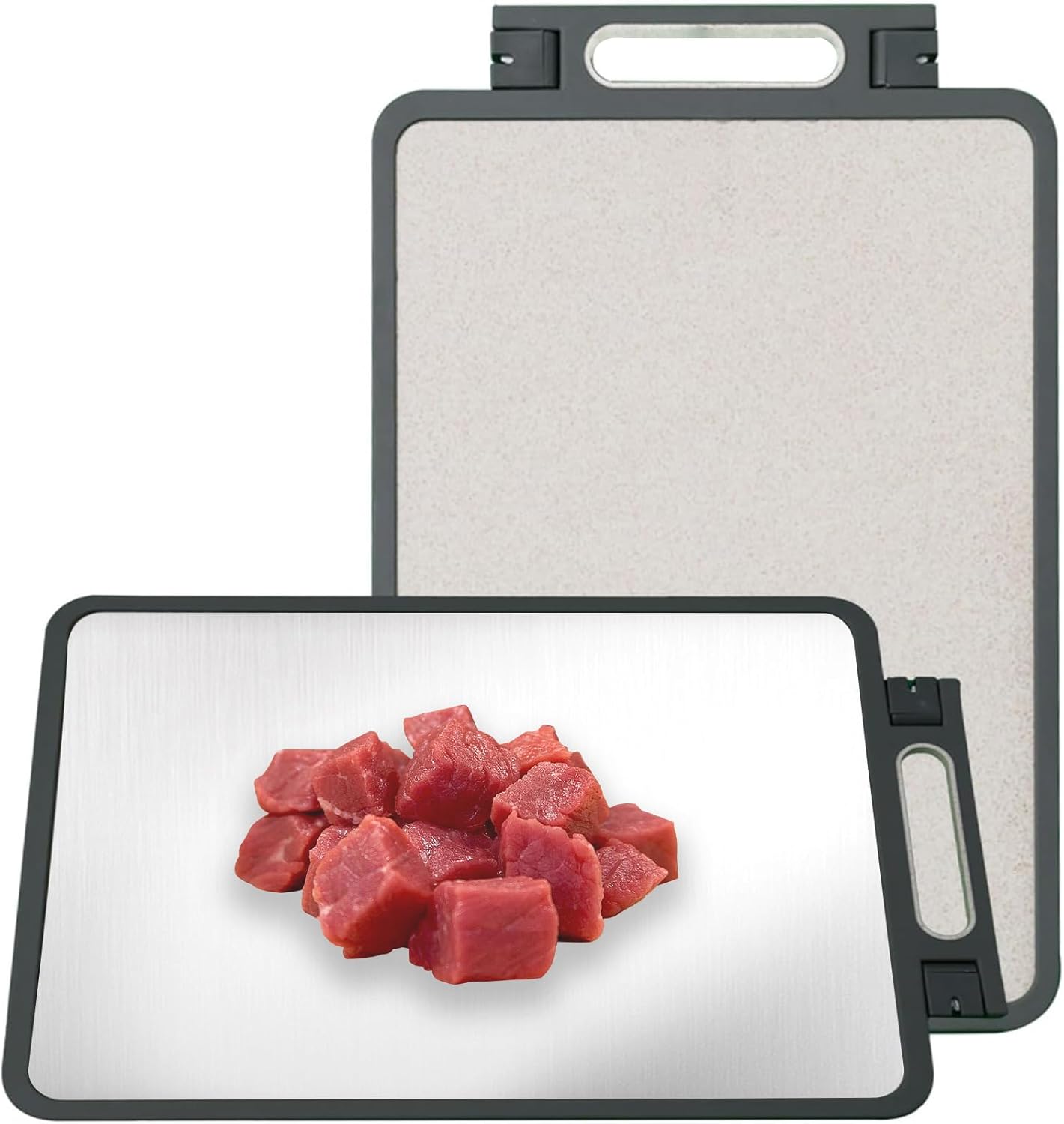 Cutting Board, Stainless Steel Cutting Boards, Double Sided Steel Cutting Board for kitchen, Chopping Boards for Meat, Fruit, Vegetables, Stainless Steel Large Cutting Board 18.1"×12"×1"