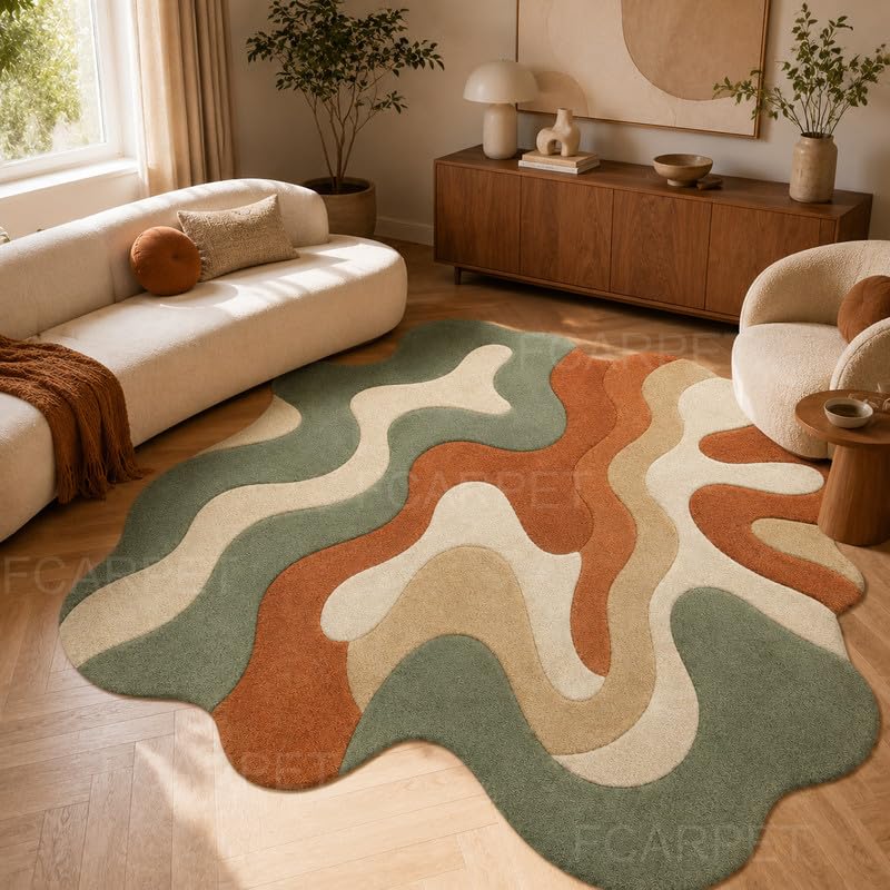Image of Hand Tufted Irregular Shape Carpet Luxury Wool (Multicolor 6 x 8 feet)