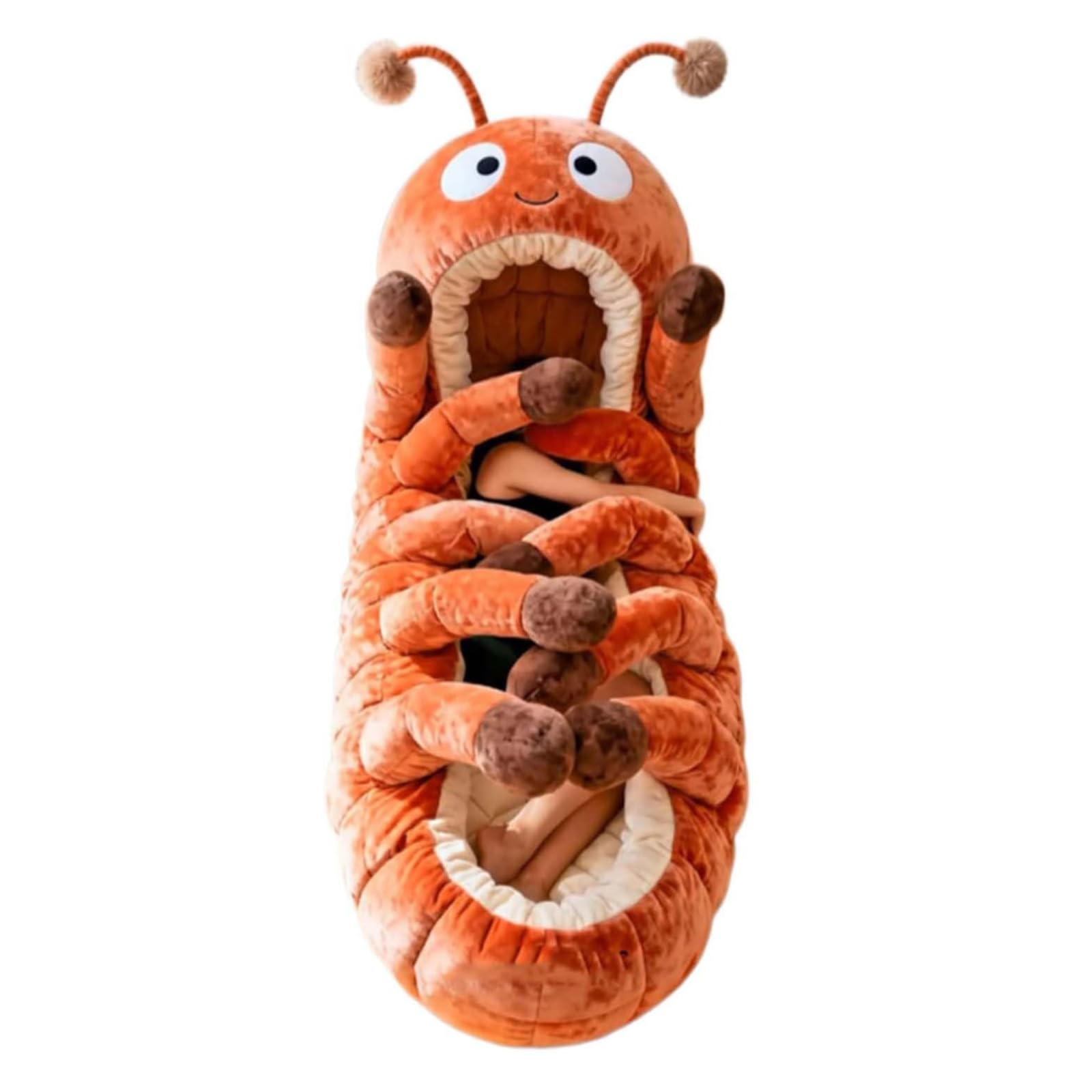 Aukojoy Hugging Caterpillar Sleeping Bags Lightweight & Portable Full Body Plush Lounger Multi-Function Dishwasher Safe for Indoor Home Office Dorm Daily Use