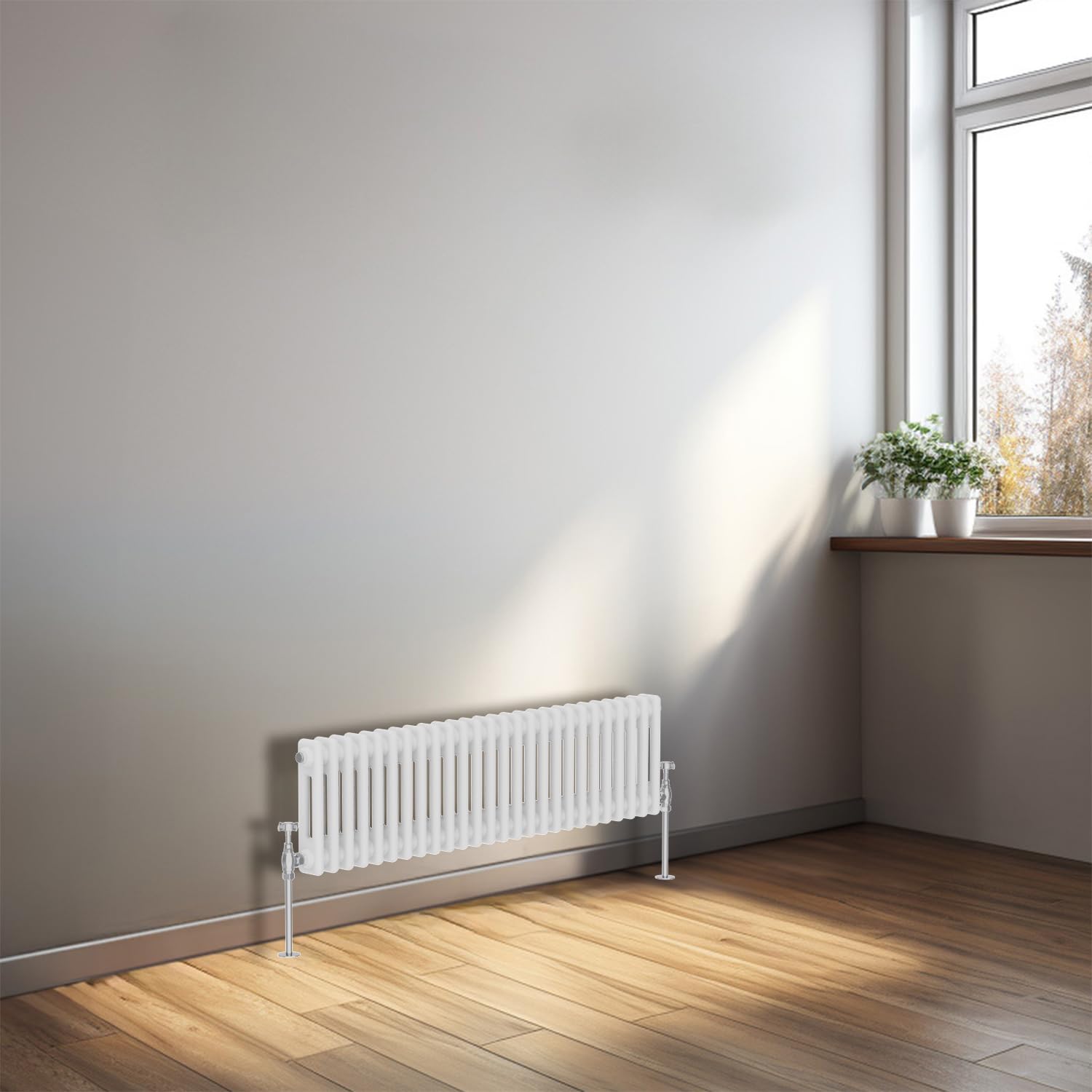 NRG 300x1190 Cast Iron Horizontal Radiator Gloss White 2 Column Central Heating Rads