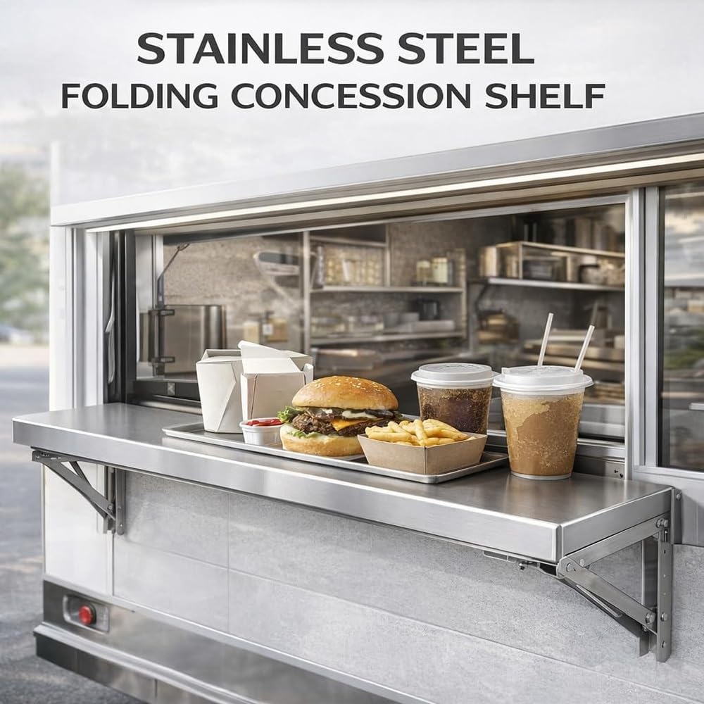 Mensola pieghevole in acciaio inox – Tavolo da portata a discesa per cibo camion rimorchi e cucina – versatile 90 x 35 cm/36 x 14 pollici portatile per la preparazione degli alimenti