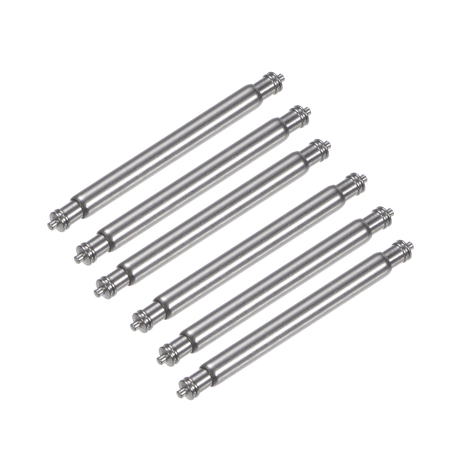 QUARKZMAN 6 sztuk łączników do paska zegarka, teleskopy 2,5 mm średnicy 22 mm długości, ze stali nierdzewnej z podwójnymi krawędziami do pasków do zegarka