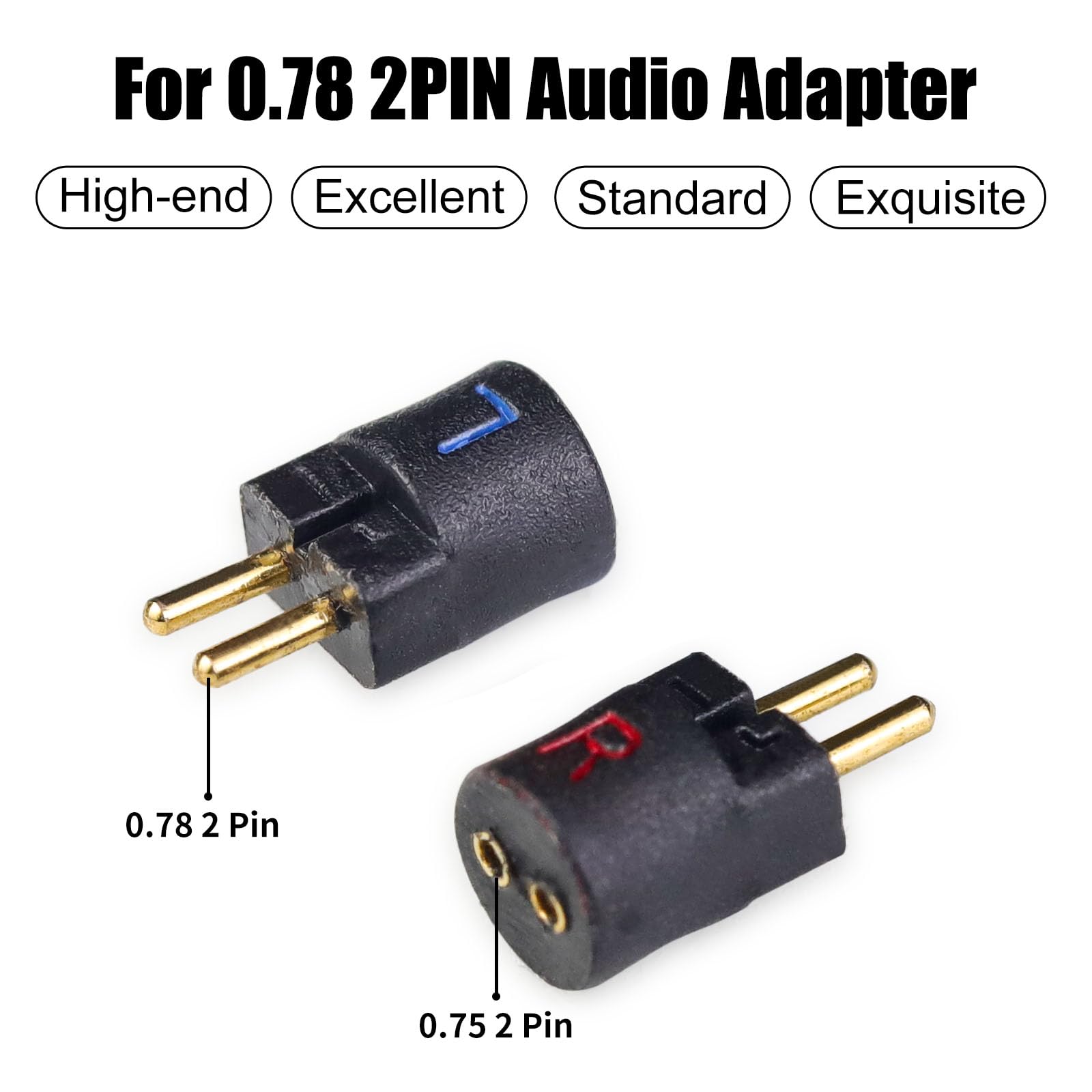 okcsc 0.78 to 0.75 2 PIN Male Adaptor Work for 0.78 2PIN Earbuds to 0.75 2Pin Cable Connected with for SHUER CONDUCTOR/SINGER/SOLOIST/EJ07/TAPE PRO Black - Image 3