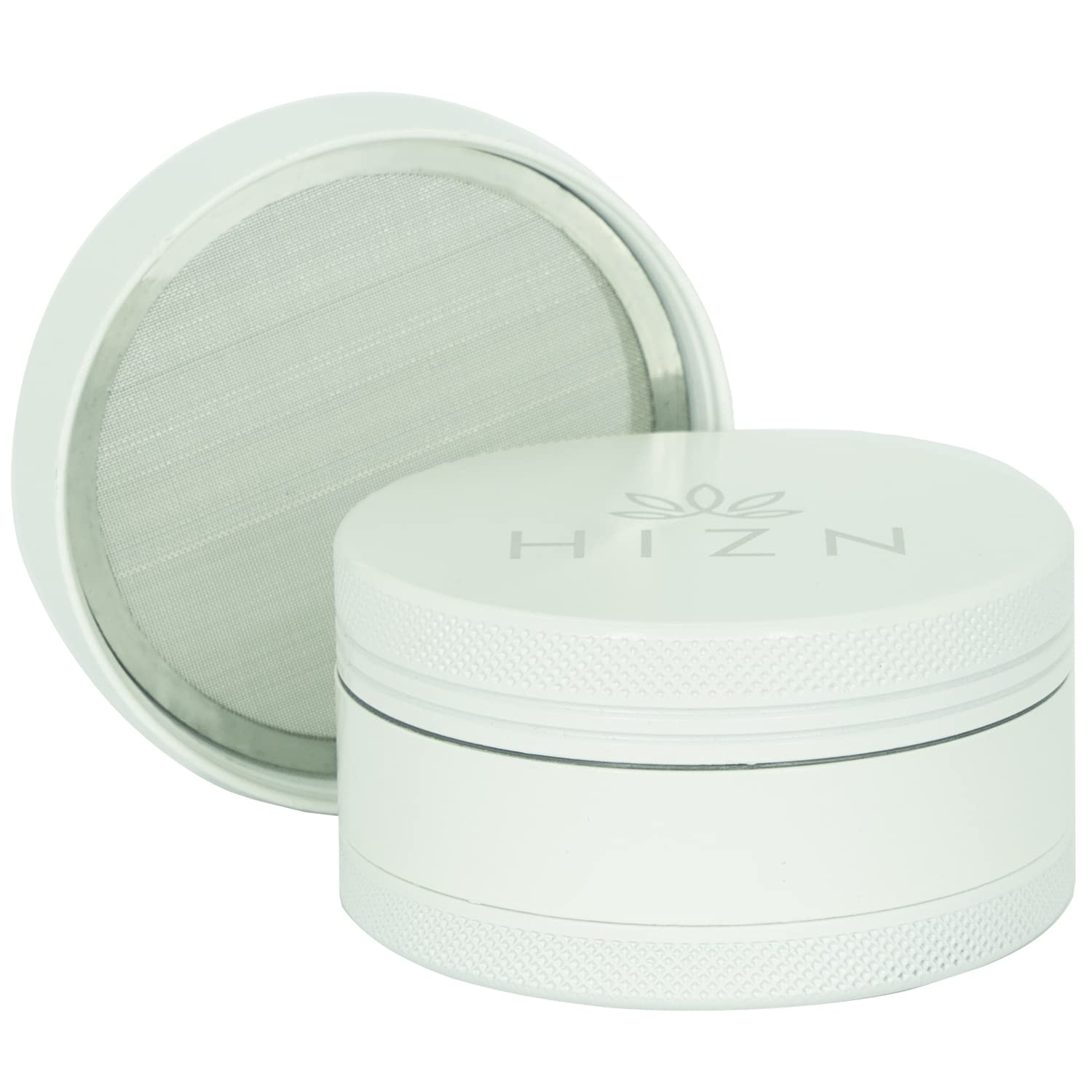 Grinder in ceramica, diametro 63 mm, 4 pezzi, non appiccicoso grazie al rivestimento in nanocerceramica, con sacchetto, raschietto per polline, spazzola, bocchino, colore bianco
