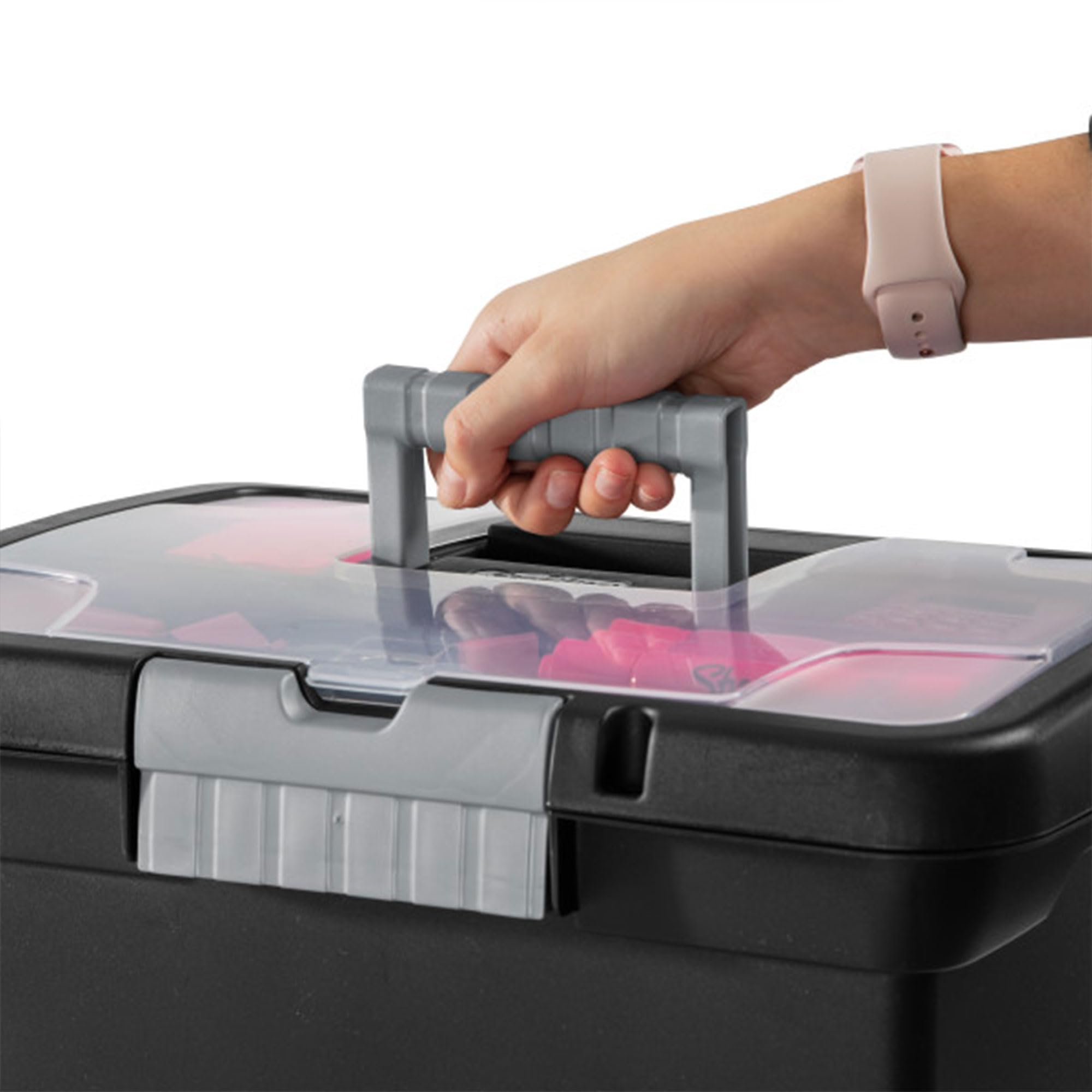 Sterilite 4-Pack Portable File Box Stackable Container for Letter Hanging Folders Black - Paper Document Plastic Storage Organizer — view 7