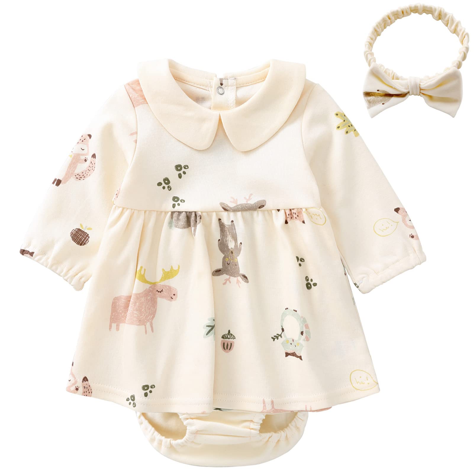 Baby Girls Dress with Bloomer Infant Girl Cotton Playwear Dress 0-24 Months