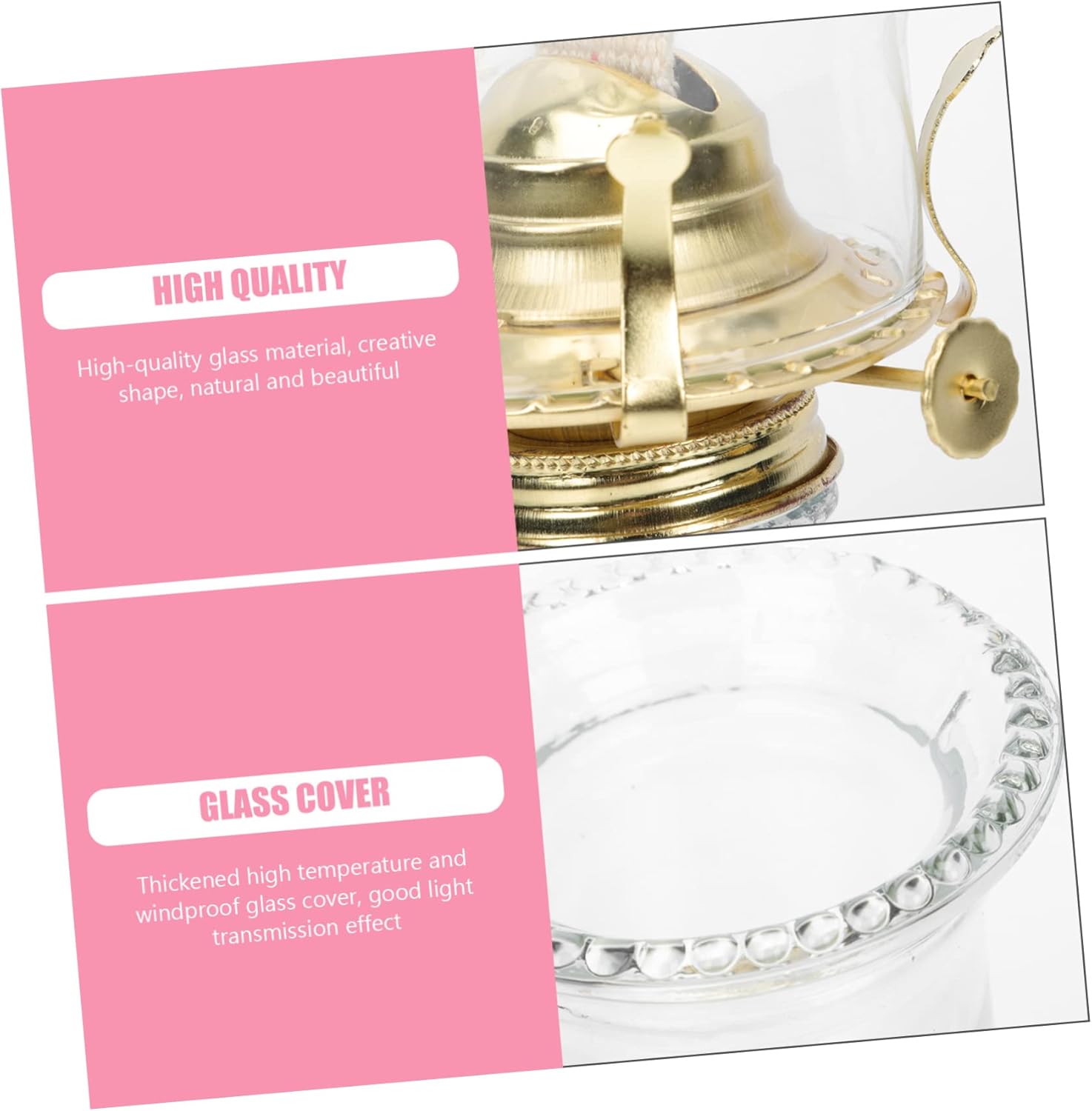 Garneck Retro Glass Oil Lantern Vintage Kerosene Lamp for Weddings Home Decor Camping Elegant Transparent Design Portable Easy to Clean for Use