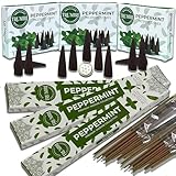 Peppermint Incense Sticks & Incense Cones Combo Pack - 60 Insence-Sticks + 30 Insence Cones - Inscense - Incense Cones Scented - Insents