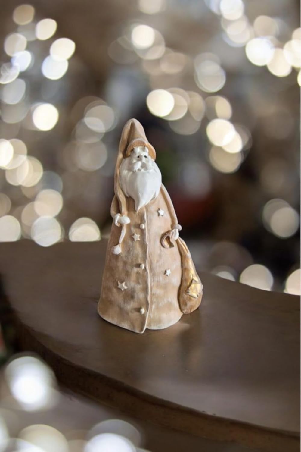 SODEF Santa Claus Figurine Decorative Ornament, Beige Polyester Holiday Decor, Modern Style, 8.2 x 4.3 Inches, Tabletop Decoration, Christmas Decoration - Beige, One Size