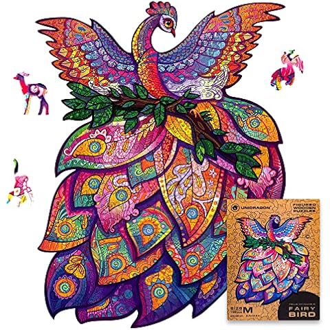 UNIDRAGON Rompecabezas de Madera - Pájaro Hada 198 Piezas Cover