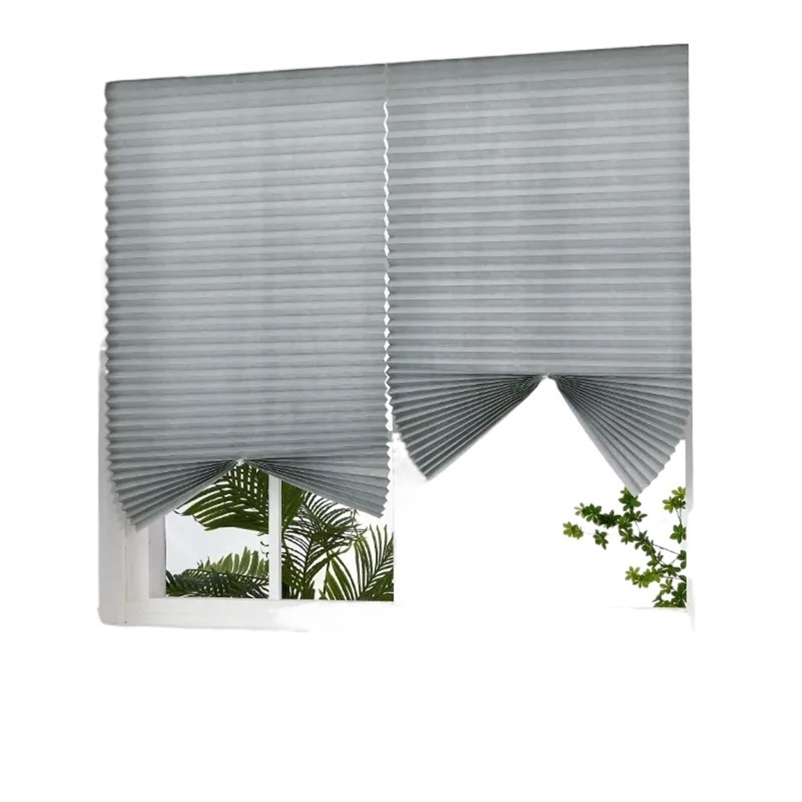 Self Adhesive Blinds Self Adhesive Pleated Blinds For Window Cordless No Drill Fabric Blinds Home Blackout Shades(60x180cm,Semi-shading gray)