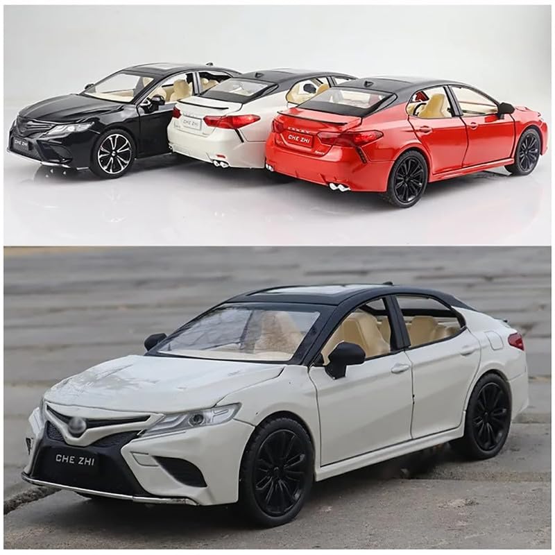 Image of Kids Model 1:24 Toyot Camry Die Cast Metal Car Pull Back Action Opening Doors with Realistic Engine Sound Lights Toy Car Gift for Boys - Red