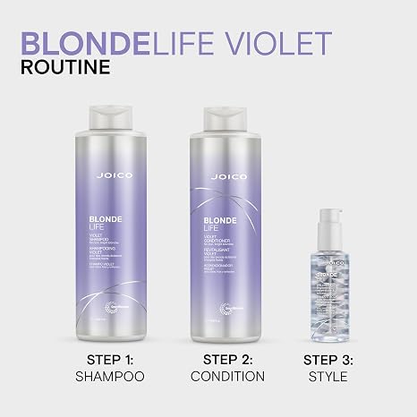 Joico Blonde Life Violet Shampoo | For Cool & Bright Blonde Hair | Neutralize Brassy Tones | Banish Yellow Tones | Boost Shine | Sulfate Free | With Monoi & Tamanu Oil
