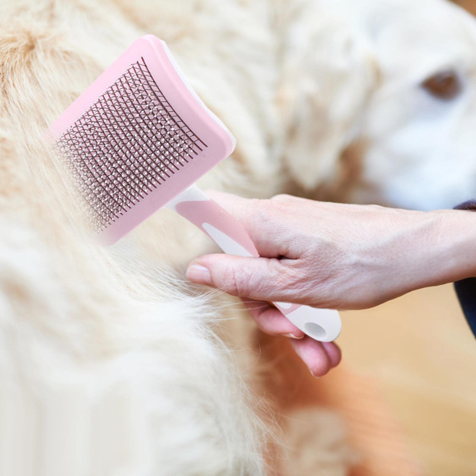 Cepillo autolimpiador para limpieza | Cepillo para peluqueria de perros, gatos, conejitos | Masajeador de herramientas para mascotas de capa base suelta fácil de quitar (Color : Mandarina canela media