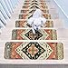 OJIA Non-Slip Carpet Stair Treads for Wooden Steps Set of 15, 30''X8'' Indoor Runner Resistant Rugs Rubber Safety Mats for Dogs, Kids & Elders, Stairway Grip