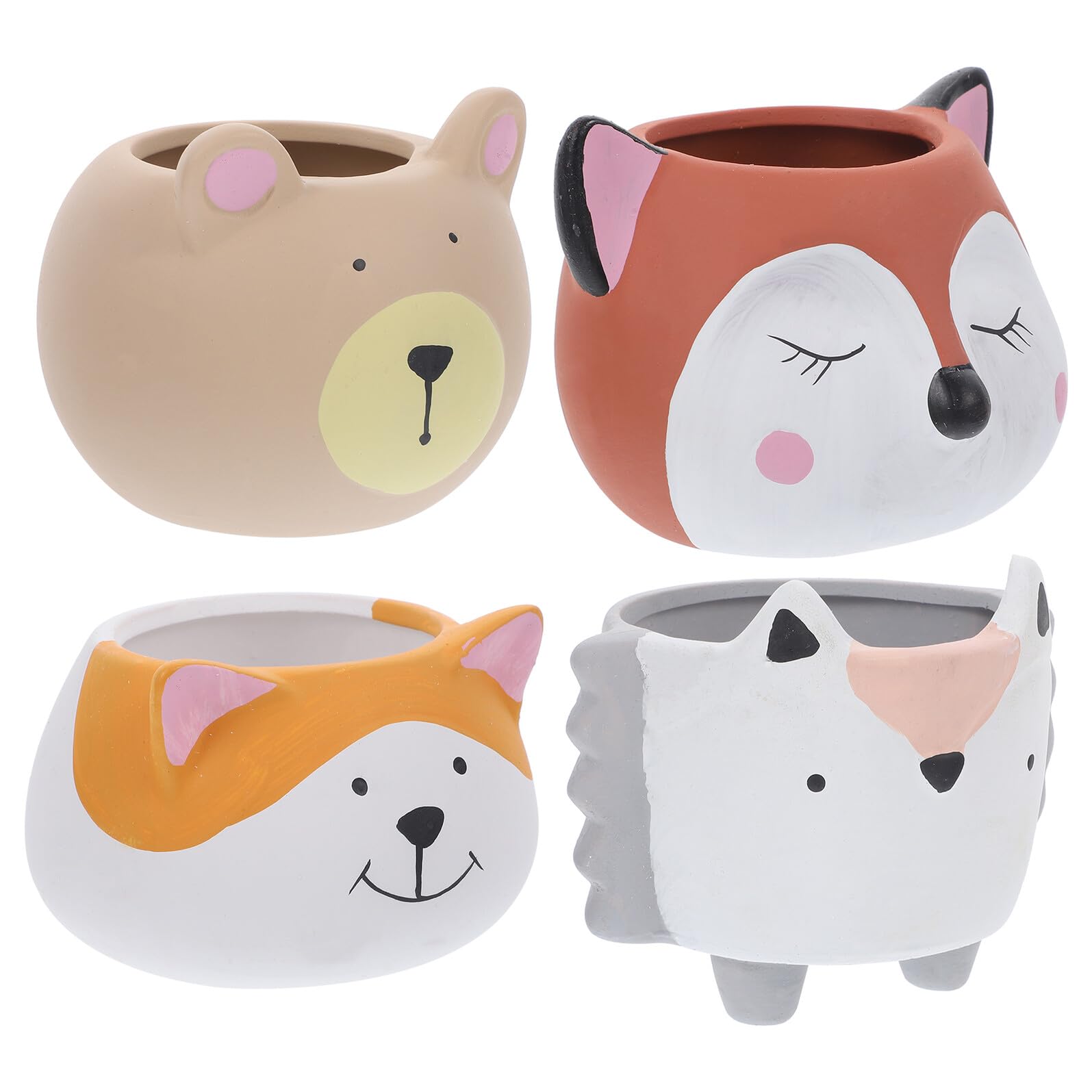 Set de 4 pots plante grasse animal en céramique cartoon Abaodam
