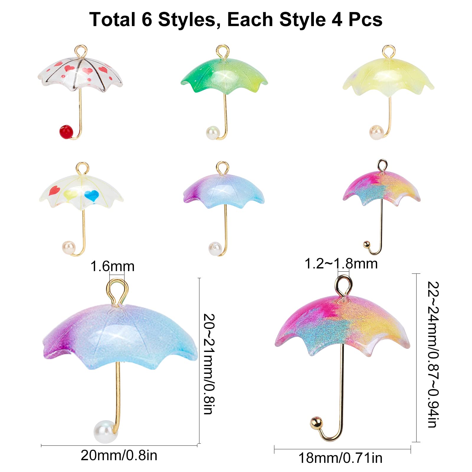 Amazon | SUNNYCLUE 6色24個 樹脂傘 アクリルペンダント
