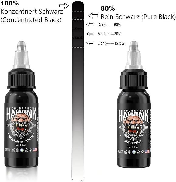 HAWINK Tinta de Tatuaje Profesional Negro Puro 1 Botella con 1oz (30ml) Pure Black Ink TI203DE-30-001 - 5