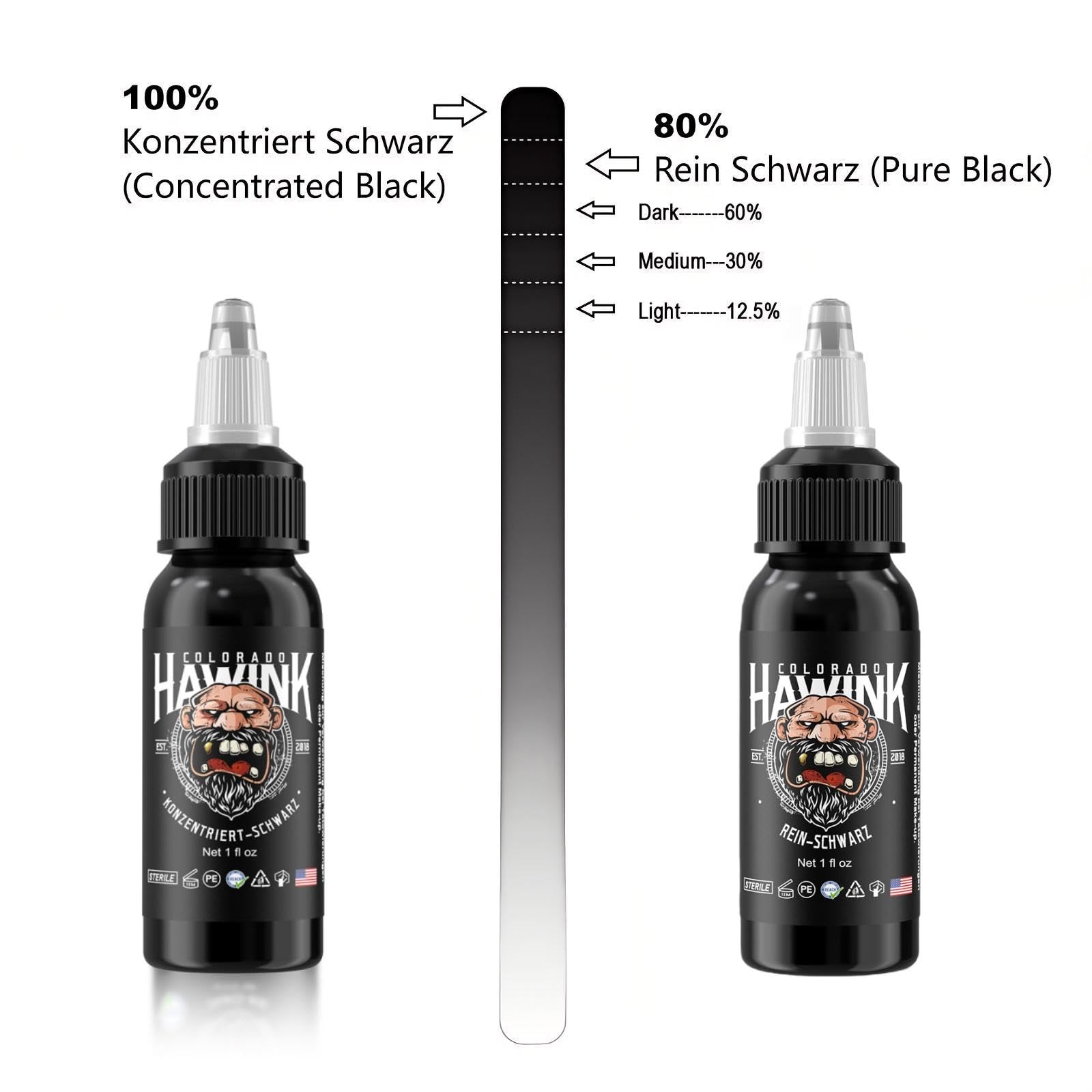 HAWINK Profesjonalna farba do tatuażu Black Tattoo Ink Czysta czerń 1 butelka 30 ml TI203DE-30-001