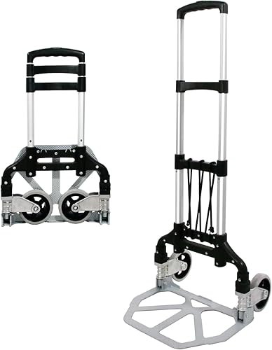 JXUFDHO Carro de mano plegable y carro, carrito de mano plegable portátil, carrito de mano de aluminio de 180 libras, carrito de equipaje para