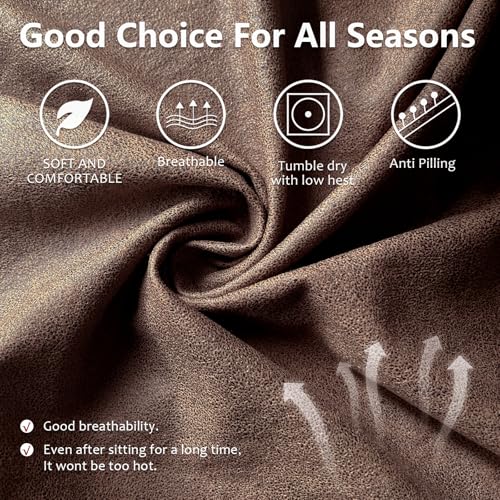 Image of ANARACHON Recliner Chair Covers Leather Like, 4 Pieces Recliner Cover, Furniture Protector - Washable Soft Sofa Slipcover for Pets Kids (Brown)