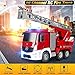Benz Licensed Remote Control Fire Truck, RC Fire Truck Toy, Rechargeable Construction Truck Toys with Alarm Lights, Hose, Working Water Pump and Rotating Rescue Ladder Fire Truck Toys Gift for Kids