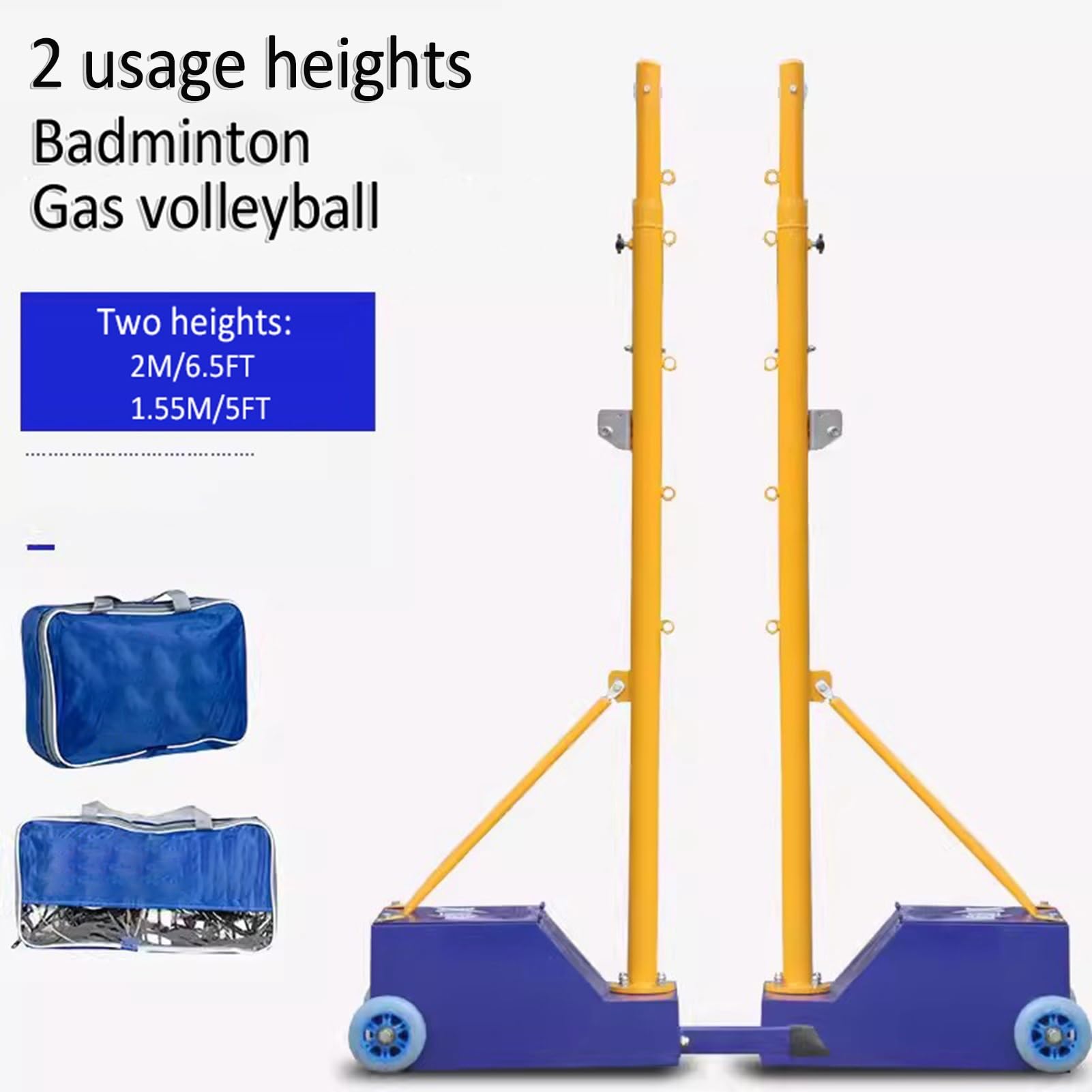 Red de Voleibol Multifuncional para Voleibol y bádminton con Base Resistente, Estable y rellenable, y Ruedas para Entrenamiento al Aire Libre (Color único, 1,55)