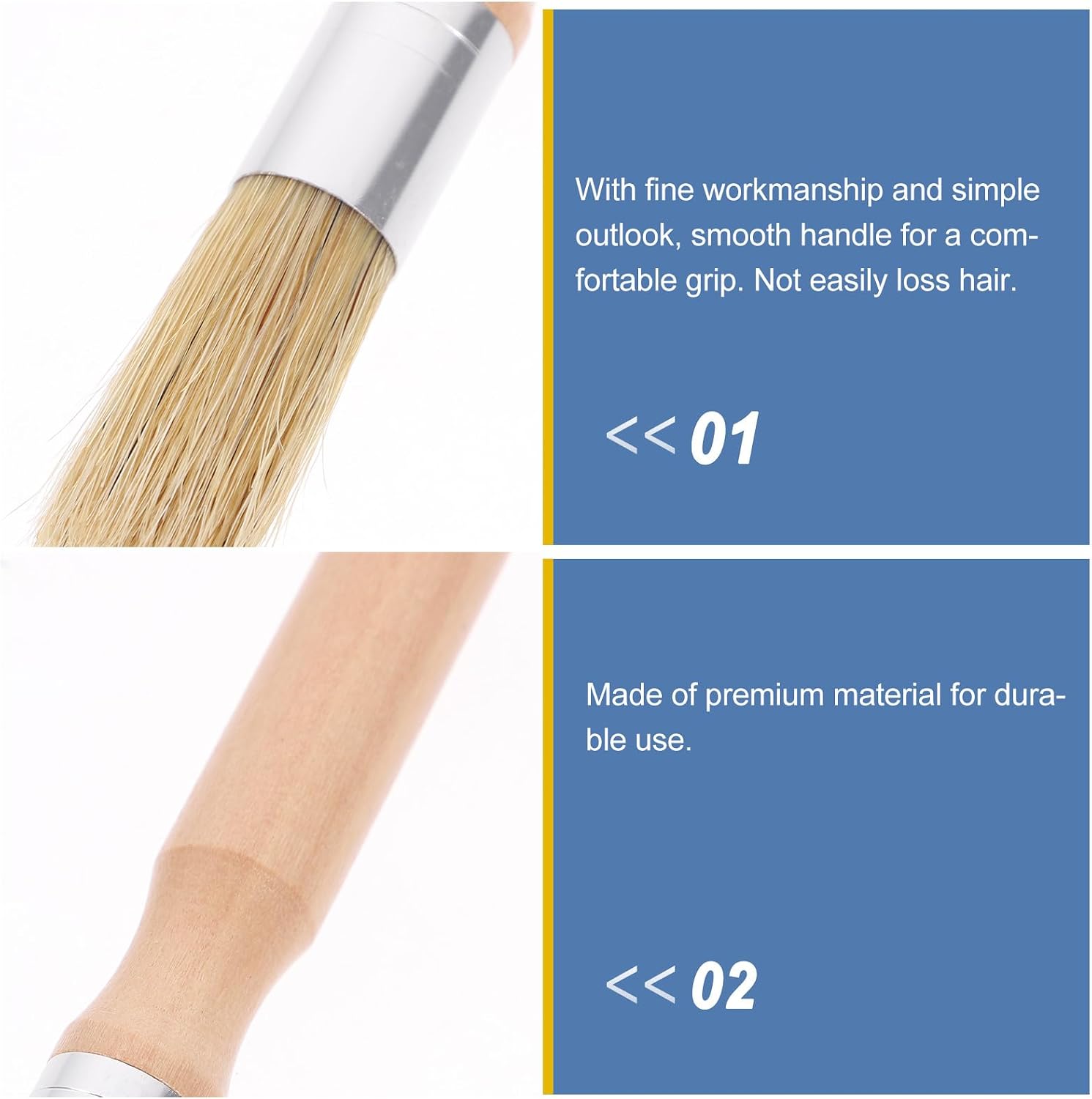 2pcs Round Head Wooden Handle Stencil Brush Oil and Acrylic Painting Bristle Brush Small Artist for Arts and Crafts