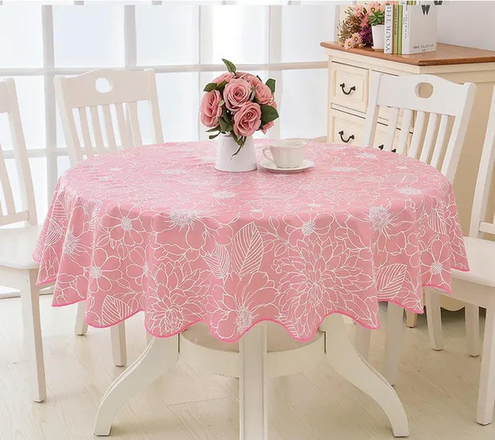 XHBYW 137-200cm PVC Hotel Waterproof and Oil Proof Large Round Tablecloth Hotel Plastic Round Table Cloth Wash Free and Scald Proof Table Cloth