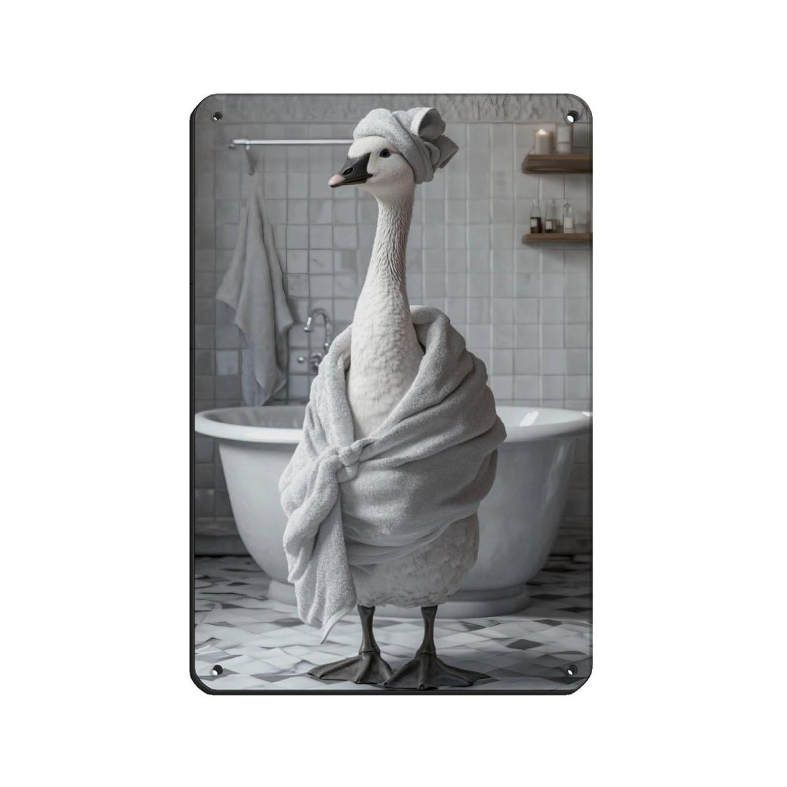 Lxwnze 20L X 30W Cm Quirky Swan,Funny Animal Tin Sign Vintage Metal Pub Club Cafe Bar Home Wall Art Decoration Poster Retro 8X12inch(20X30cm)