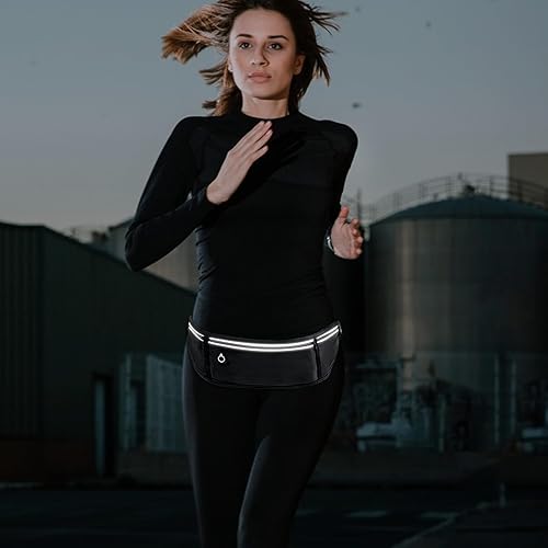 Miniatura 7 de Riñonera delgada para correr para hombres y mujeres, resistente al agua, soporte de teléfono de 3 bolsillos para correr, caminar, ciclismo, cintura