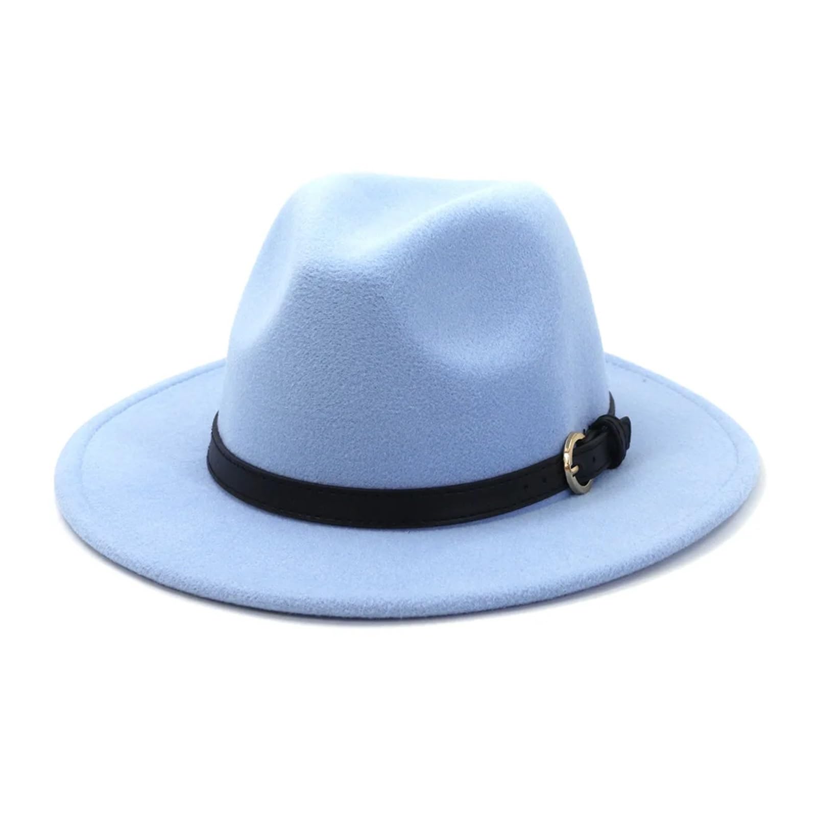 Sombrero Fedora Hombre Otoño Invierno Mujeres Hombres Elegante Sombrero Fedora de Fieltro de Lana Clásico Sólido Verde Blanco Negro Rosa Sombrero
