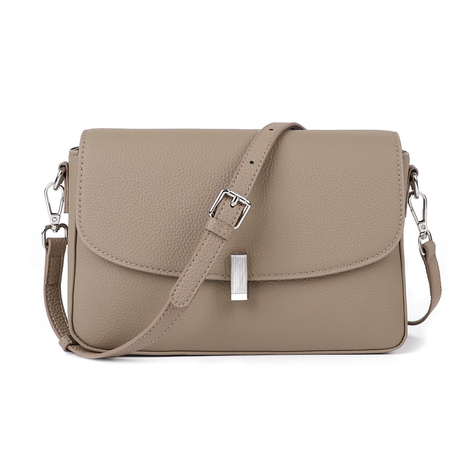 Leather Crossbody Bags for Women Everyday Medium Purses Trendy Womens Shoulder Handbags with Adjustable Strap