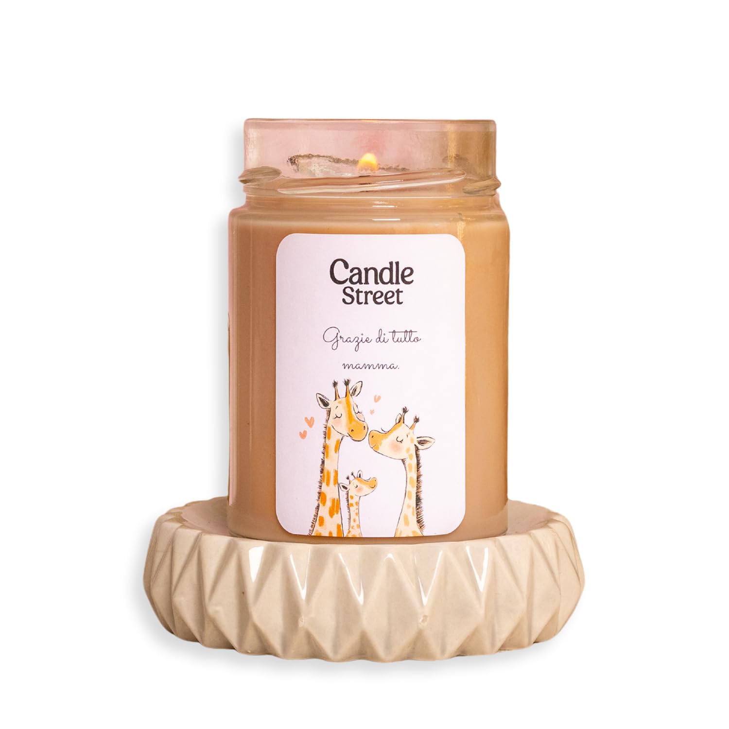 Candle Street | Danke – Danke Mama | Duftkerze | Duftkerze | Vanille, Zimt und Bratapfel | 500 g | Lange Brenndauer 100 h | Handarbeit, vegan, Made in Italy | Geschenkidee Relax