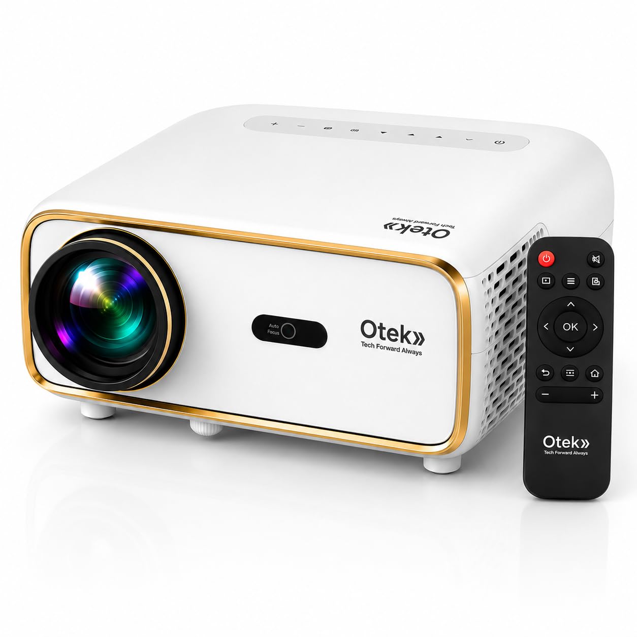 OTEK Galaxy Smart Projector | 4K Support | Android 13 | WiFi 6 & Bluetooth | Auto Focus & Keystone | 10000 Lumens | 1080P FHD | 250” Display | 2GB RAM + 32GB | 5W Speaker | HDMI, USB, AV | White-image-6