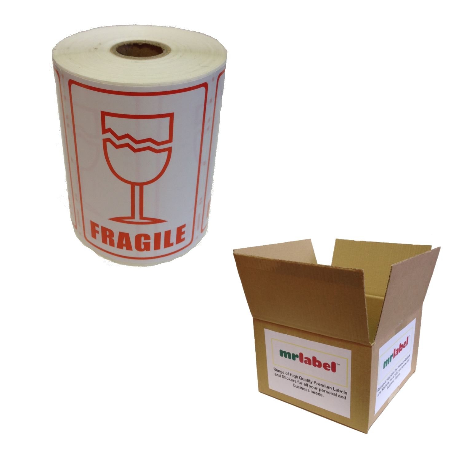 Mr-Label 500x Fragile Stickers with Broken Glass Image (1 Roll of 500 ...