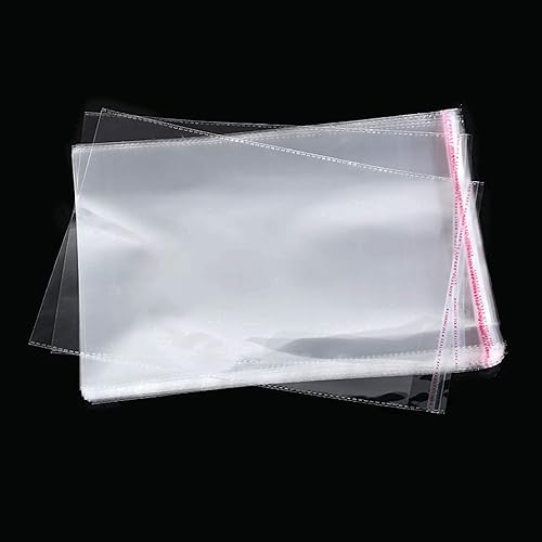 Miniatura 9 de Bolsas autoadhesivas de celofán de 10 x 13 pulgadas, 200 unidades de plástico transparente resellable para impresiones de camisas, revistas,