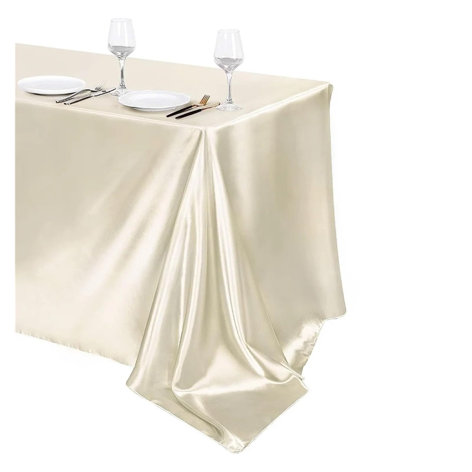 LuMOUzhou Reusable Rectangle Satin Tablecloth White Satin Tablecloth Rectangular For Wedding Banquet Party