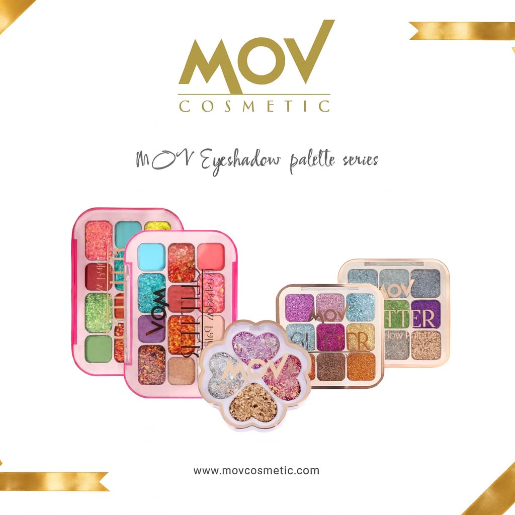 MOV 12’li Glitter Far Paleti No:01 – Yarı Mat & Işıltılı Renkler – Yüksek Pigmentli Çok Renkli Far Paleti – Uzun Süre Kalıcı Göz Makyajı