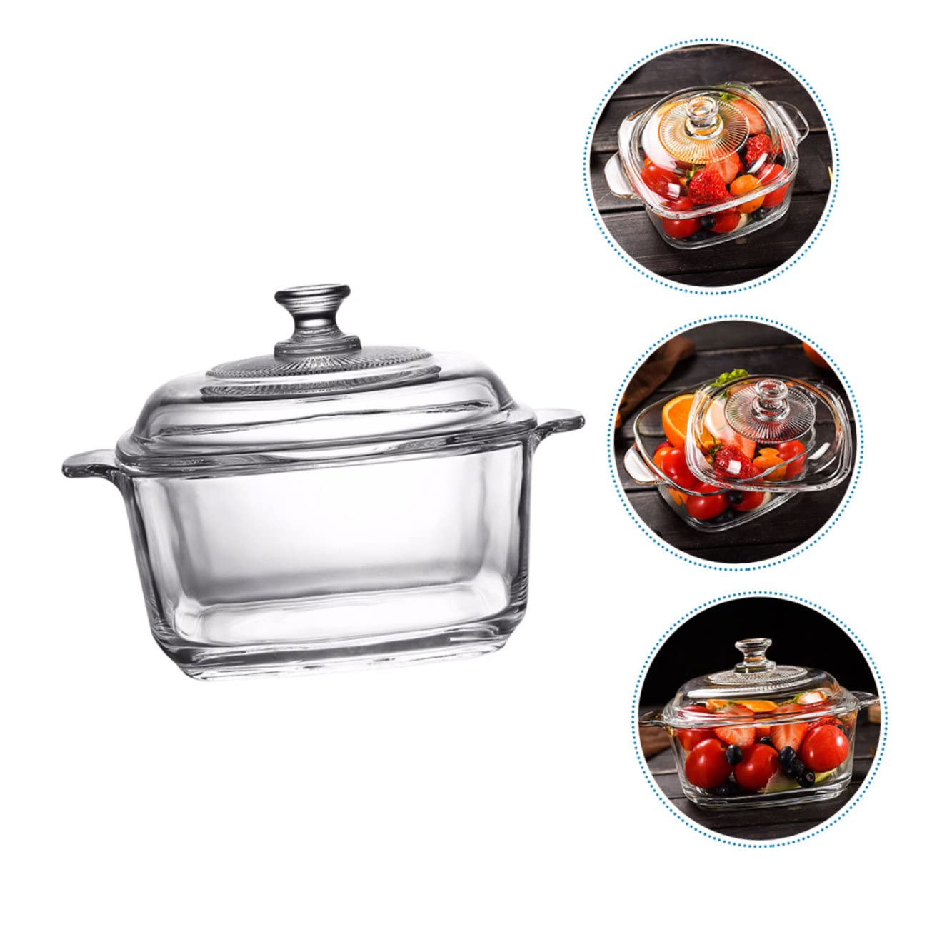 Zerodeko Ofenfeste Glasschüssel mit Deckel 1l Mikrowellengeeignet Dickwandiges Glas Bruchsicher für Buffet und Snack Riegel