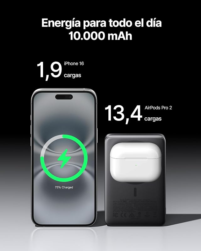 INIU Magsafe mágneses power bank 10000 mAh 45 W Qi2 Slim külső töltő iPhone 17 16 15 14 13-hoz USB-C kábellel állvánnyal és pánttal