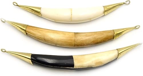 Miniatura 5 de Colgante de media luna curvada  Colgante focal de doble fianza de hueso de buey  Colgante de cuerno