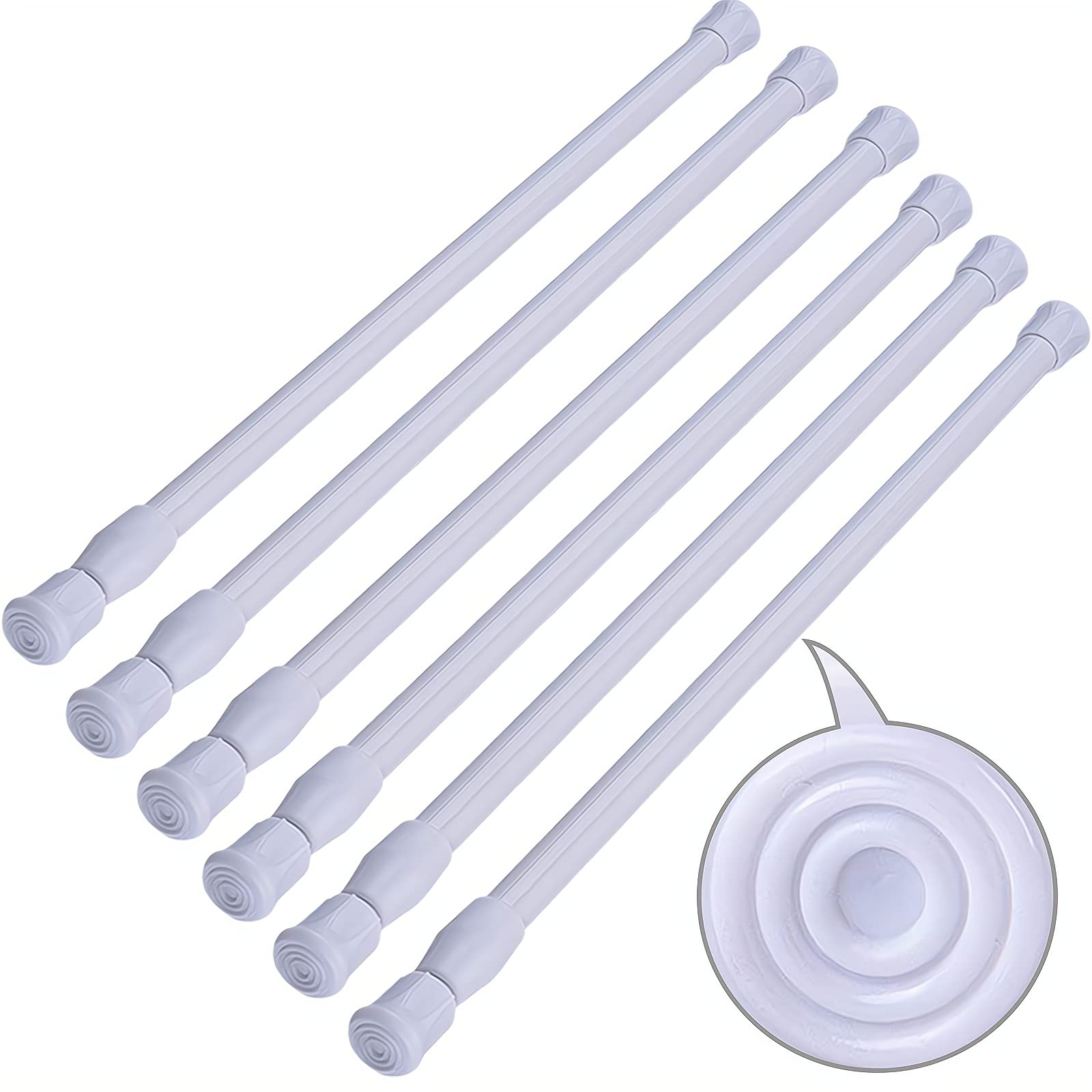 ELECDON Extendable Rod, 6 Pack Cupboard Bars Adjustable Spring Tension Rods White Refrigerator Bar for DIY Projects, 12 to 20 Inches
