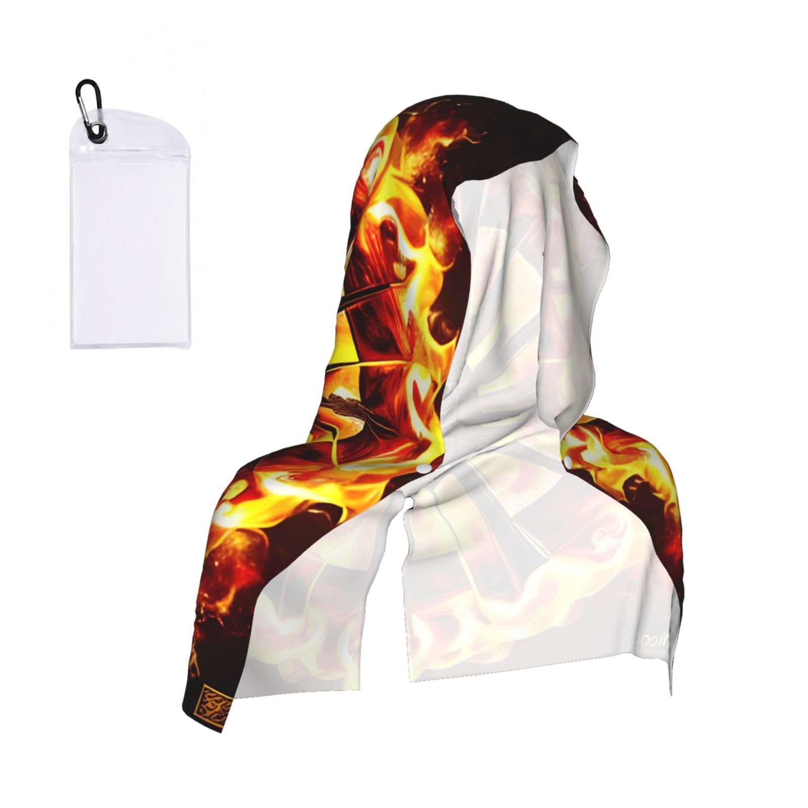 CNTDBU Turning the flame Cooling Towel Hooded-Instant Chill Neck Cover for Sports, UV Cooling Rag for Running Gym