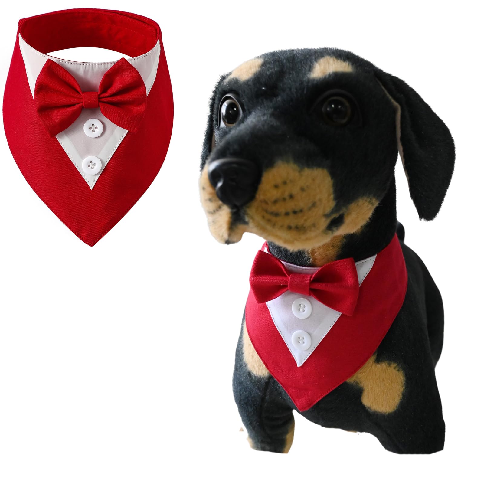 BT Bear Pet Tuxedo Collar Bandana,Wedding Outfit,Bow Tie for Medium Large Dogs Outfit for Party,Birthday,Christmas,Red XL