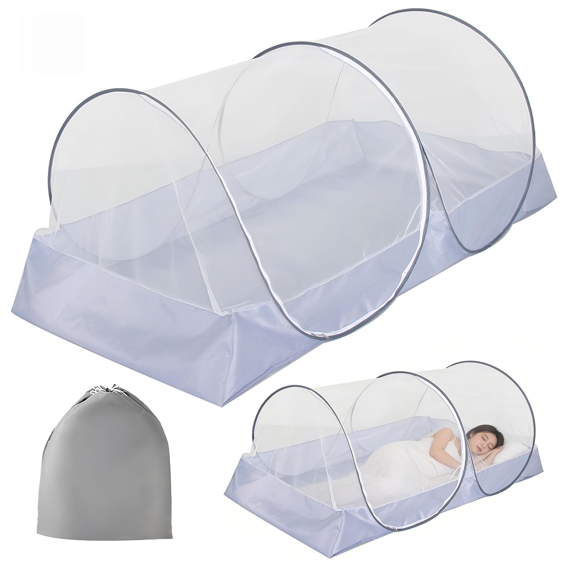 Mosquitera desplegable, 200 x 100 x 73 cm, mosquitera plegable, tienda de campaña portátil, para cama, viajes, camping al aire libre, cómoda, rápida y portátil