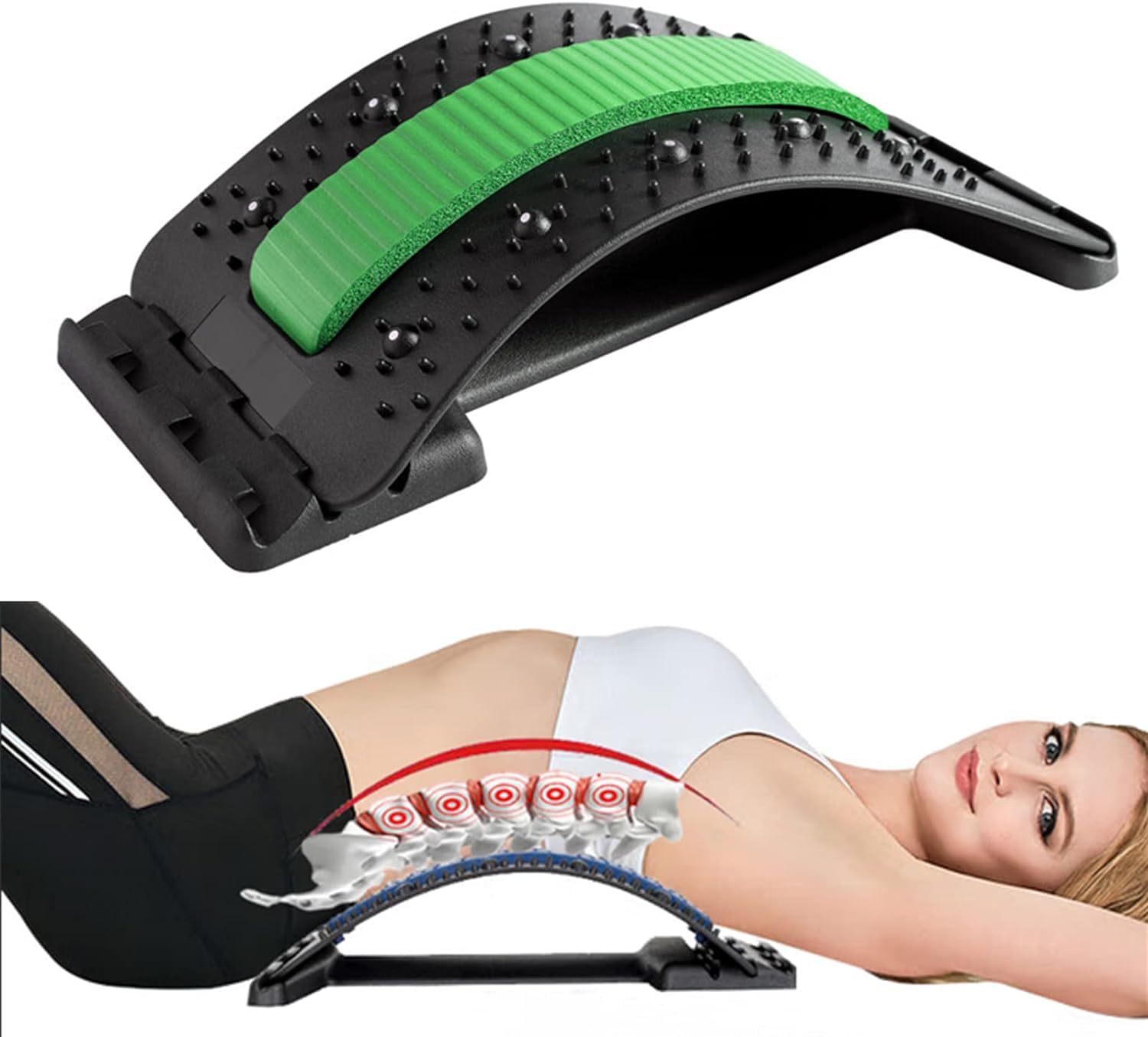 Skill Elements Back Pain Relief Products | Back Stretcher for Lower Back Pain Relief | Effective Spine Decompressor and Back Cracker | Ergonomic Design for Maximum Comfort and Support (Green)